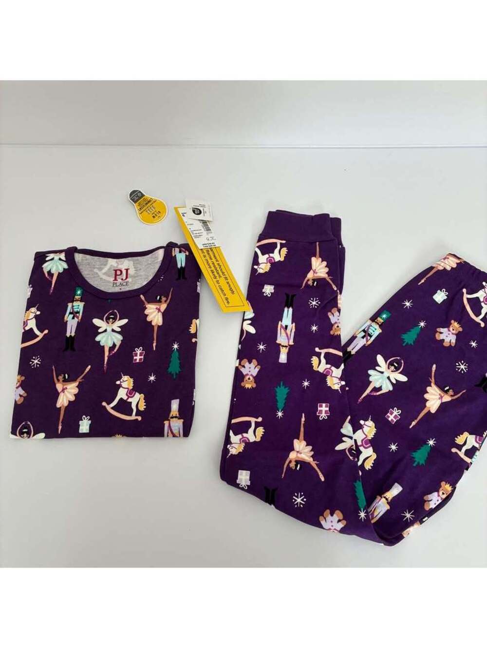 PJ Place Glow in the Dark Christmas Ballet Pajama Set size 6 NWT 100% Cotton